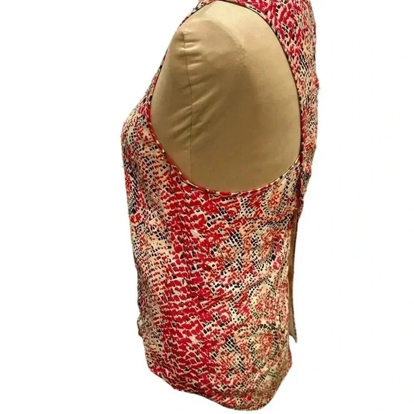 Parker Women's 100% Silk Cross Back Tank Top Animal Print Bling Pink Tan Small - Picture 3 of 10
